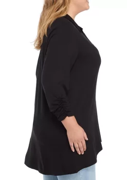 Best deal 👏 Kim Rogers® Plus Size 3/4 Roll Tab Button Down Top 👏 -Kim Rogers® Shop Belk 2282