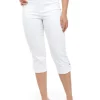 Best Pirce 👍 Kim Rogers® 👩 Women's Tulip Snap Hem Denim Capris 🔔