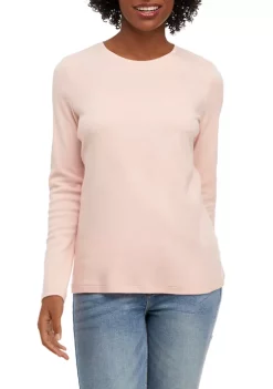 Hot Sale 🛒 Kim Rogers® Petite Long Sleeve Crew Neck Top ⌛