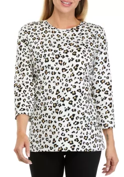 Budget 😍 Kim Rogers® 👩 Women's 3/4 Sleeve Printed Top 😀 -Kim Rogers® Shop Belk 231