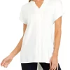 Discount 🧨 Kim Rogers® 👩 Women's Short Sleeve Split Neck T-Shirt 🔔 -Kim Rogers® Shop Belk 2313
