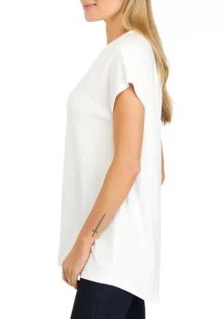 Discount 🧨 Kim Rogers® 👩 Women's Short Sleeve Split Neck T-Shirt 🔔 -Kim Rogers® Shop Belk 2315