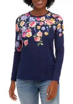 Top 10 😉 Kim Rogers® Petite Long Sleeve Allover Print Top 🔔