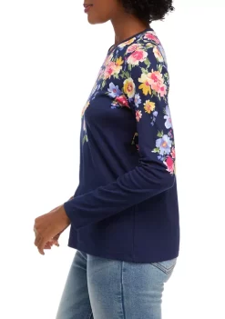 Top 10 😉 Kim Rogers® Petite Long Sleeve Allover Print Top 🔔 -Kim Rogers® Shop Belk 2323