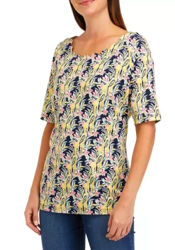 Promo 🛒 Kim Rogers® 👩 Women's Short Sleeve Printed Top 💯 -Kim Rogers® Shop Belk 2336
