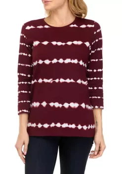 Budget 😍 Kim Rogers® 👩 Women's 3/4 Sleeve Printed Top 😀 -Kim Rogers® Shop Belk 235