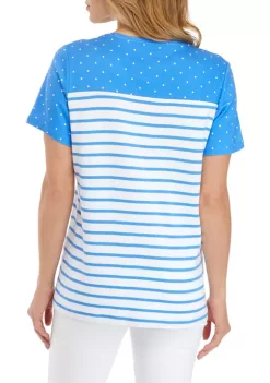 Flash Sale 💯 Kim Rogers® 👩 Women's Short Sleeve Graphic Yoke T-Shirt 😀 -Kim Rogers® Shop Belk 2355