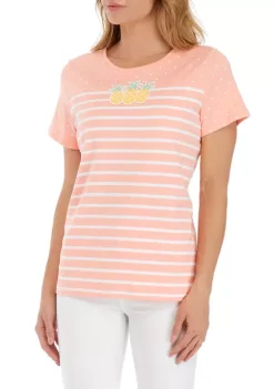 Flash Sale 💯 Kim Rogers® 👩 Women's Short Sleeve Graphic Yoke T-Shirt 😀 -Kim Rogers® Shop Belk 2358