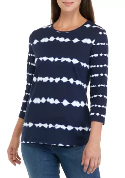 Budget 😍 Kim Rogers® 👩 Women's 3/4 Sleeve Printed Top 😀 -Kim Rogers® Shop Belk 236