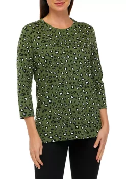 Budget 😍 Kim Rogers® 👩 Women's 3/4 Sleeve Printed Top 😀 -Kim Rogers® Shop Belk 237