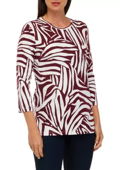 Budget 😍 Kim Rogers® 👩 Women's 3/4 Sleeve Printed Top 😀 -Kim Rogers® Shop Belk 239