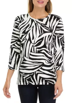 Budget 😍 Kim Rogers® 👩 Women's 3/4 Sleeve Printed Top 😀 -Kim Rogers® Shop Belk 240