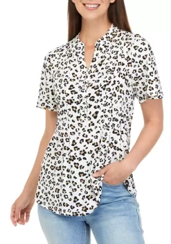 Deals 🛒 Kim Rogers® 👩 Women's Short Flutter Sleeve Henley Top 👏 -Kim Rogers® Shop Belk 2410