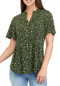 Deals 🛒 Kim Rogers® 👩 Women's Short Flutter Sleeve Henley Top 👏 -Kim Rogers® Shop Belk 2411