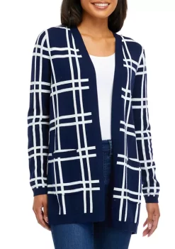 Outlet ✨ Kim Rogers® 👩 Women's Long Sleeve Jacquard Cardigan ❤️ -Kim Rogers® Shop Belk 2448