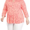 Deals 😉 Kim Rogers® Plus Size Henley Palms Top 🎁 -Kim Rogers® Shop Belk 2456