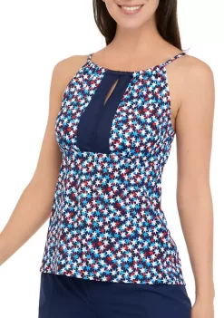 Cheap 😍 Kim Rogers® Keyhole High Neck Swim Tankini 🎉