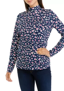 Promo 🔥 Kim Rogers® Long Sleeve Mock Neck Allover Print Top 😉 -Kim Rogers® Shop Belk 290