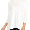 Budget 🔥 Kim Rogers® 👩 Women's 3/4 Sleeve Button Shoulder Julianna Top 🧨
