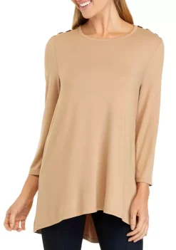 Budget 🔥 Kim Rogers® 👩 Women's 3/4 Sleeve Button Shoulder Julianna Top 🧨 -Kim Rogers® Shop Belk 296