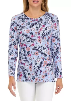 Wholesale 🥰 Kim Rogers® 👩 Women's Long Sleeve Allover Print T-Shirt 👏 -Kim Rogers® Shop Belk 390