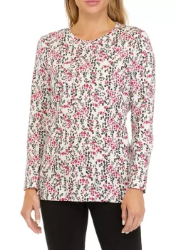 Wholesale 🥰 Kim Rogers® 👩 Women's Long Sleeve Allover Print T-Shirt 👏 -Kim Rogers® Shop Belk 393