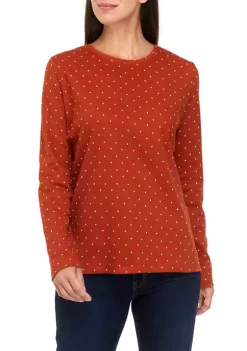 Wholesale 🥰 Kim Rogers® 👩 Women's Long Sleeve Allover Print T-Shirt 👏 -Kim Rogers® Shop Belk 394