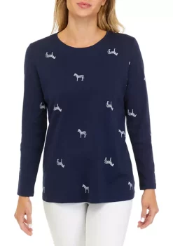 Wholesale 🥰 Kim Rogers® 👩 Women's Long Sleeve Allover Print T-Shirt 👏 -Kim Rogers® Shop Belk 395