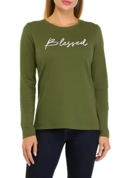 Cheap ⌛ Kim Rogers® 👩 Women's Long Sleeve Graphic T-Shirt ⌛ -Kim Rogers® Shop Belk 427