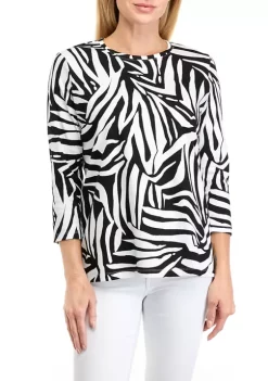 Wholesale 🔔 Kim Rogers® Petite 3/4 Sleeve Print Top 😍 -Kim Rogers® Shop Belk 450