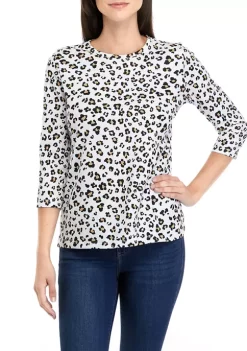 Wholesale 🔔 Kim Rogers® Petite 3/4 Sleeve Print Top 😍 -Kim Rogers® Shop Belk 454