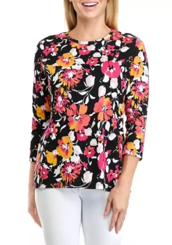 Wholesale 🔔 Kim Rogers® Petite 3/4 Sleeve Print Top 😍 -Kim Rogers® Shop Belk 455