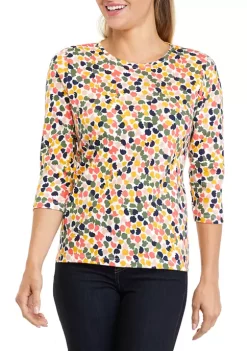 Wholesale 🔔 Kim Rogers® Petite 3/4 Sleeve Print Top 😍 -Kim Rogers® Shop Belk 457