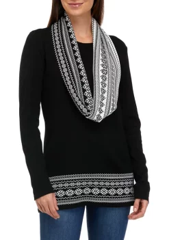 Brand new 🎉 Kim Rogers® 👩 Women's Long Sleeve Sweater with Printed Scarf ⭐