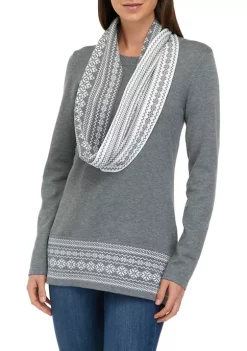 Brand new 🎉 Kim Rogers® 👩 Women's Long Sleeve Sweater with Printed Scarf ⭐ -Kim Rogers® Shop Belk 504