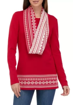Brand new 🎉 Kim Rogers® 👩 Women's Long Sleeve Sweater with Printed Scarf ⭐ -Kim Rogers® Shop Belk 505