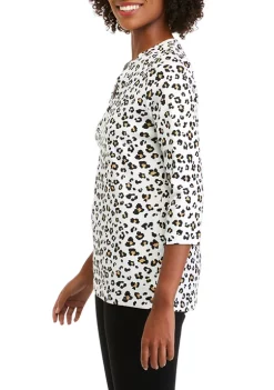 Best reviews of 😀 Kim Rogers® 👩 Women's 3/4 Sleeve Animal Print Henley 👚 Shirt 👍 -Kim Rogers® Shop Belk 530