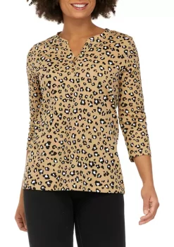 Best reviews of 😀 Kim Rogers® 👩 Women's 3/4 Sleeve Animal Print Henley 👚 Shirt 👍 -Kim Rogers® Shop Belk 531