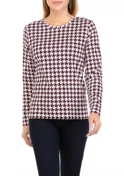 Budget 👍 Kim Rogers® Petite Long Sleeve Crew Neck Allover Print Top 🧨 -Kim Rogers® Shop Belk 571