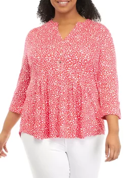 Top 10 ⌛ Kim Rogers® Plus Size 3/4 Sleeve Animal Print Top 👏