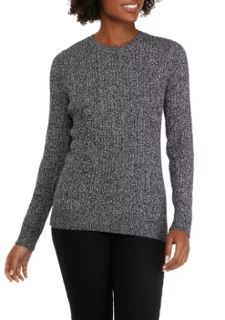 Best reviews of 😀 Kim Rogers® 👩 Women's Long Sleeve Cable Crew Neck Marled Sweater 🌟