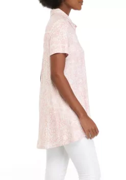 Best Sale 💯 Kim Rogers® 👩 Women's Short Sleeve Button Front Tunic 🎉 -Kim Rogers® Shop Belk 621