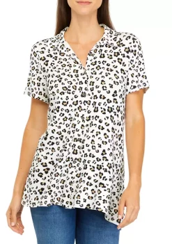 Best Sale 💯 Kim Rogers® 👩 Women's Short Sleeve Button Front Tunic 🎉 -Kim Rogers® Shop Belk 630