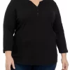 Buy 😉 Kim Rogers® Plus Size 3/4 Sleeve Henley 👕 Shirt 🎁 -Kim Rogers® Shop Belk 635
