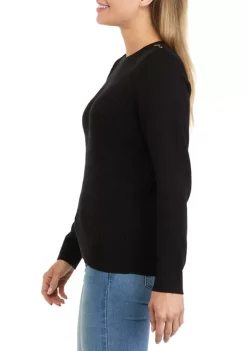 Best Pirce ⭐ Kim Rogers® 👩 Women's Long Sleeve Cable Knit Crew Neck Sweater 🔔 -Kim Rogers® Shop Belk 643