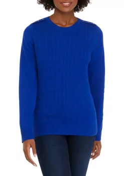 Best Pirce ⭐ Kim Rogers® 👩 Women's Long Sleeve Cable Knit Crew Neck Sweater 🔔 -Kim Rogers® Shop Belk 644