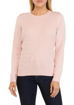 Best Pirce ⭐ Kim Rogers® 👩 Women's Long Sleeve Cable Knit Crew Neck Sweater 🔔 -Kim Rogers® Shop Belk 645