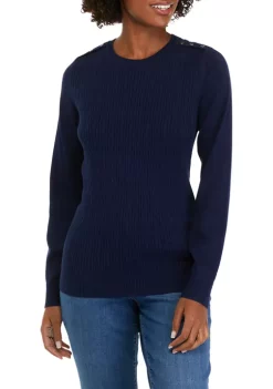 Best Pirce ⭐ Kim Rogers® 👩 Women's Long Sleeve Cable Knit Crew Neck Sweater 🔔 -Kim Rogers® Shop Belk 647