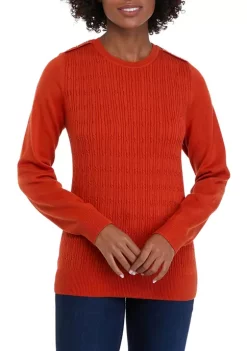 Best Pirce ⭐ Kim Rogers® 👩 Women's Long Sleeve Cable Knit Crew Neck Sweater 🔔 -Kim Rogers® Shop Belk 649