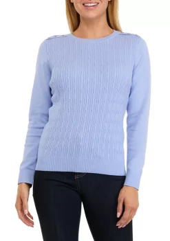 Best Pirce ⭐ Kim Rogers® 👩 Women's Long Sleeve Cable Knit Crew Neck Sweater 🔔 -Kim Rogers® Shop Belk 650